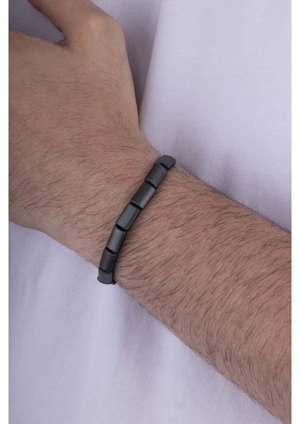 Dikdörtgen Kesim Hematit Taşlı Doğal Taş Mat Yüzey Erkek Bileklik fiyatları