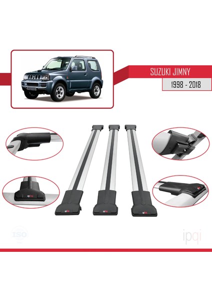 Suzuki Jimny 3 1998-2018 Arası ile Uyumlu Fly Model Ara Atkı Tavan Barı Gri 3 Adet fırsatları