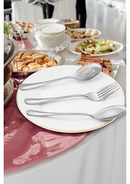 7 Parça Çelik Sunum Servis Kaşığı Kaşık Çatal Bıçak Spatula Seti MT154BY fiyatları