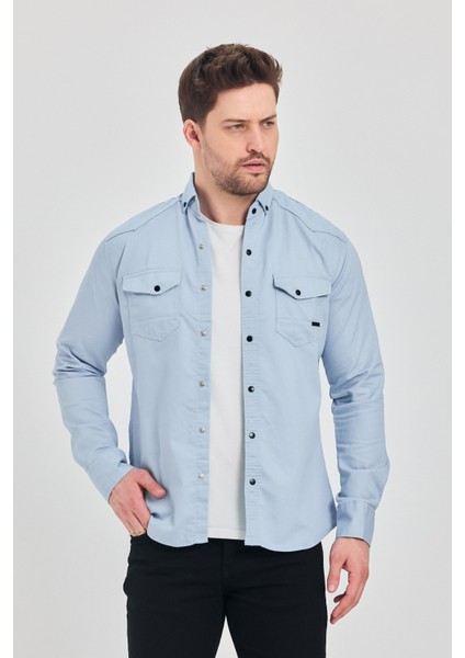 Erkek Gömlek Slim Fit Erkek Kot Gömlek