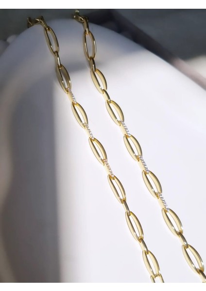 Paslanmaz Çelik Damla Model 14K Zirkon Taşlı Gold Bileklik