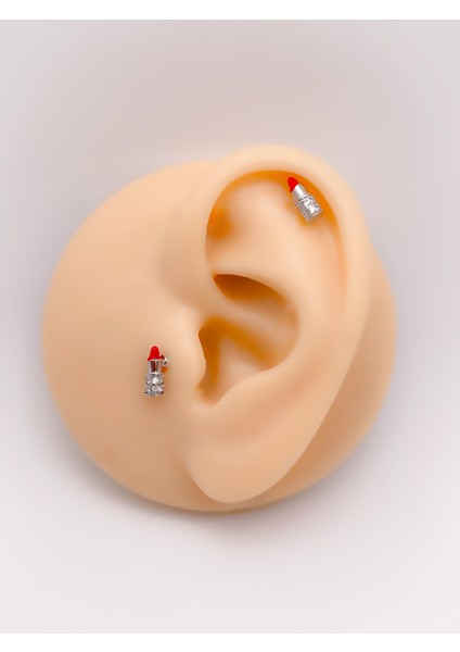 Cerrrahi Çelik Piercing ( Pirsing ) Ruj Figürlü Tragus Helix Piercing (1ADET)