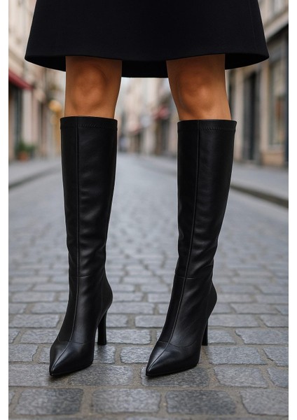 Diz Altı Streç Kadın Topuklu Çizme