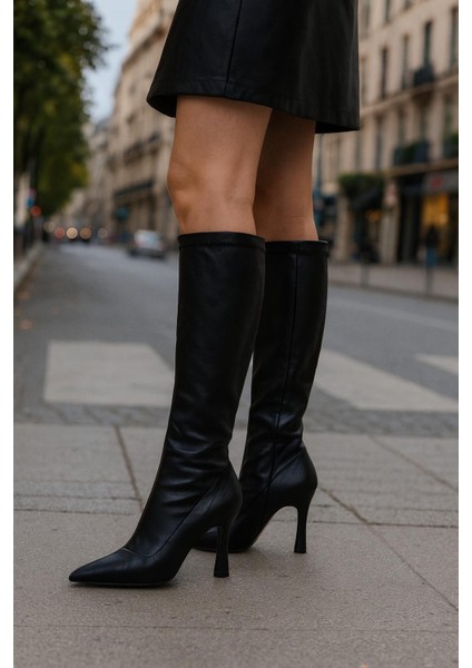 Diz Altı Streç Kadın Topuklu Çizme modelleri
