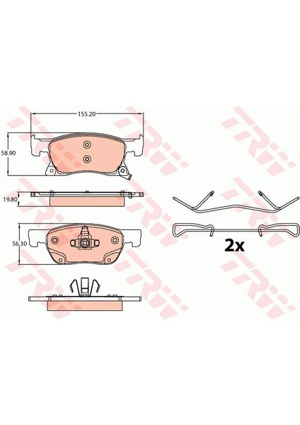 Ön Balata Astra K 15 22 16 Inc 155.2X62.3X19.5