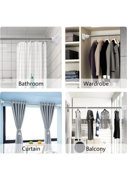 2 Metre Uzayan Teleskopik Boru Askılık Ayaklı, Modern Gri Tasarım, Yer Kazandıran Organizer