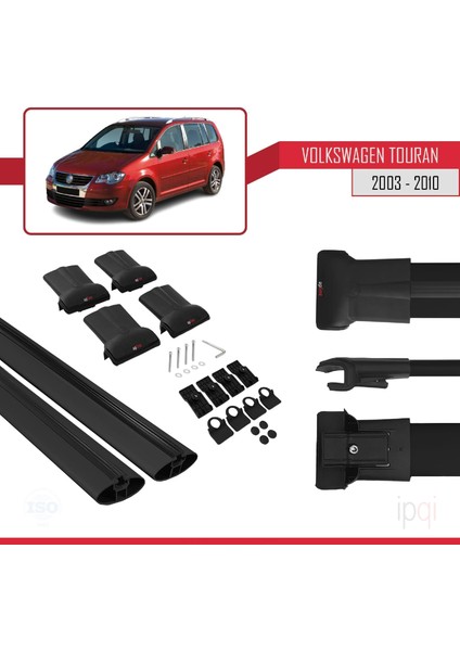 Volkswagen Touran (1t) Pre-Facelift 2003-2010 Arası ile Uyumlu Fly Model Ara Atkı Tavan Barı Siyah 2 Adet indirimleri