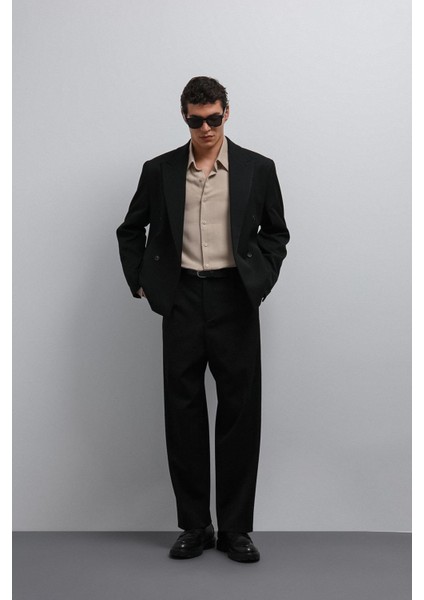 Siyah Kruvaze Relax Crop Fit Blazer Ceket modelleri