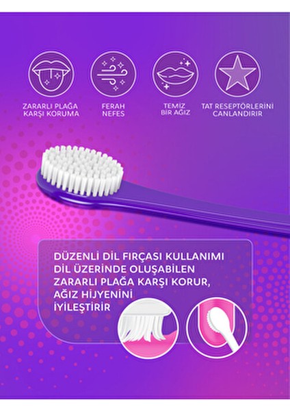 Pro Lıngua Yumuşak Kıllı Dil Fırçası Mor Renk 1 Adet Geniş Temizleme Alanı fırsatları