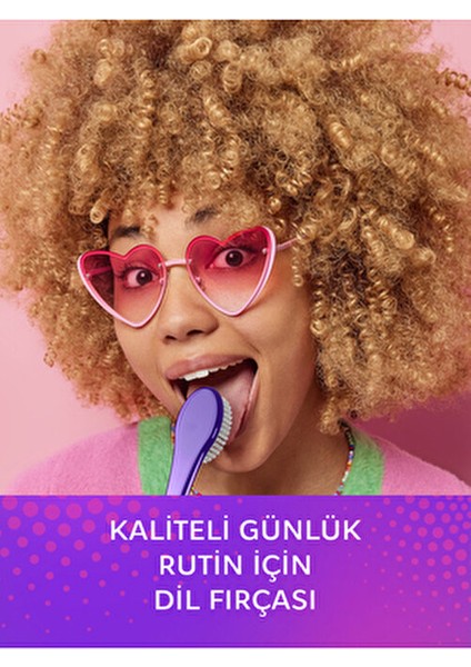 Pro Lıngua Yumuşak Kıllı Dil Fırçası Mor Renk 1 Adet Geniş Temizleme Alanı