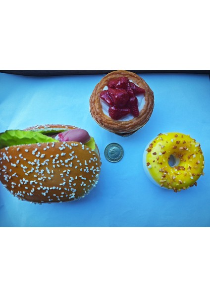 Buzdolabı Süsü Magnet 3 Lu Set Sosisli Tart ve Donat Temalı 3 Lu Set