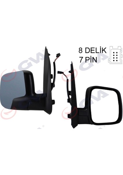 Dış Dikiz Aynası Sağ Fıorıno-Bıpper-Nemo 07 Elektrikli Isıtmalı Sensörlü Astarlı Konveks 7 Fiş VM-6115EHPSR