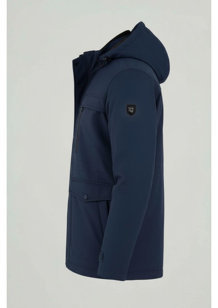 Erkek Lacivert Pamuk Polyester Karışımlı Kürklü Çıkartılabilir Kapüşonlu Mont&kaban fiyatları