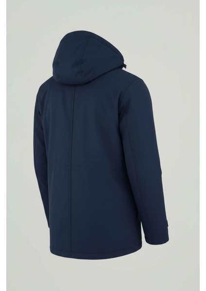 Erkek Lacivert Pamuk Polyester Karışımlı Kürklü Çıkartılabilir Kapüşonlu Mont&kaban modelleri