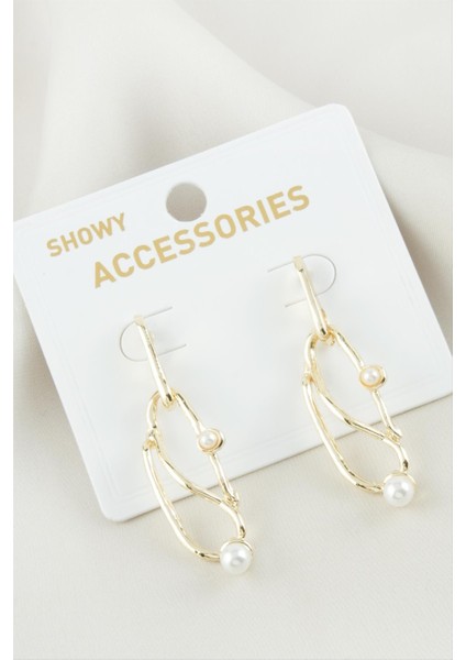 Wizard Oval Inci Metal Küpe-Sarı