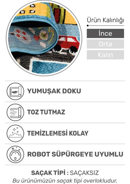 Oyun Şehri Çocuk Oyun Halısı | 3 Boyutlu Araba Yolu Desenli, Tozumaz, Kolay Temizlik, Jüt Tabanlı fiyatları