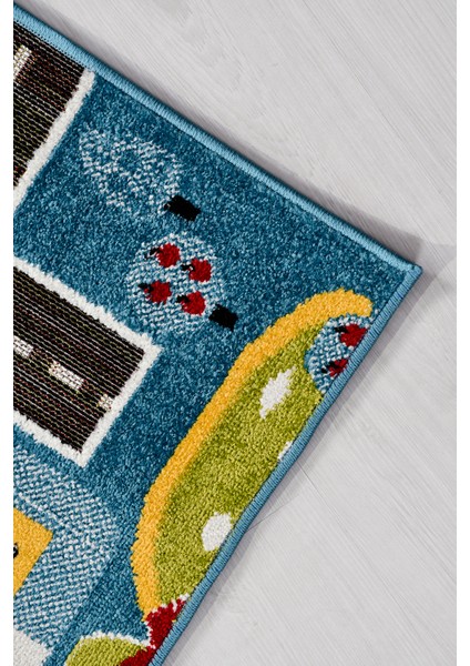 Oyun Şehri Çocuk Oyun Halısı | 3 Boyutlu Araba Yolu Desenli, Tozumaz, Kolay Temizlik, Jüt Tabanlı