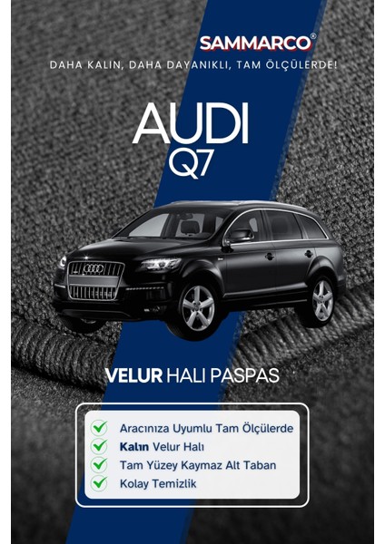 Audi Q7 2021 Halı Paspas Velur Paspas Kumaş Paspas Oto Paspas fiyatları