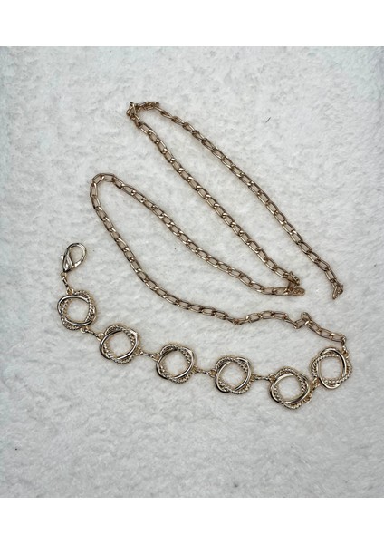 Bükümlü Halkalı Altın Zincir Kemer modelleri