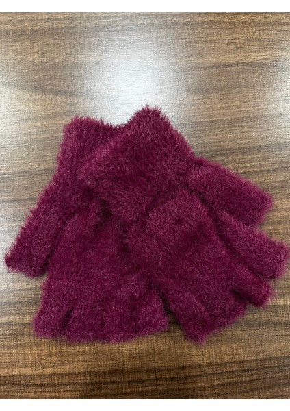 Bordo Peluş Kışlık Kesik Parmak Eldiven (Standart) fiyatları
