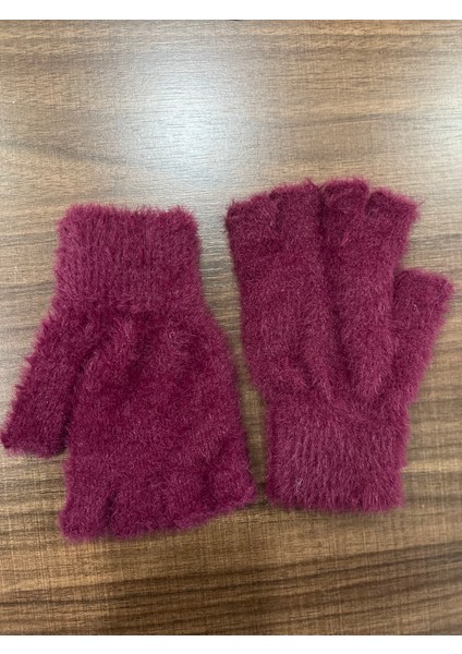 Bordo Peluş Kışlık Kesik Parmak Eldiven (Standart) modelleri