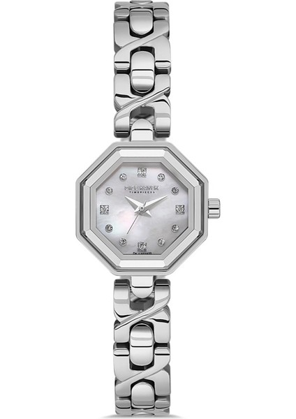 DK.1.AG1420.01 Taşlı Tasarım Çelik Kordon Çelik Kasa 5 Atm Suya Dayanıklı Metalik Renk Kadın Kol Saati