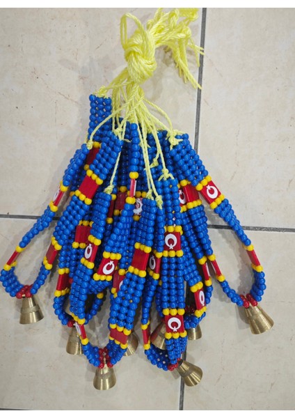 Bayraklı Zilli Hayvan Boyunluk Süsü 10 Adet