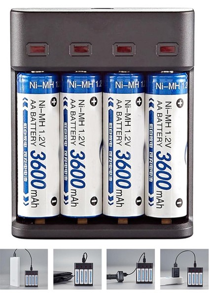 Pil Şarj Cihazı (Dört Yuvalı) - 1.2V Ni-Mh / Ni-Cd Aa / Aaa / GT-BC07 fırsatları