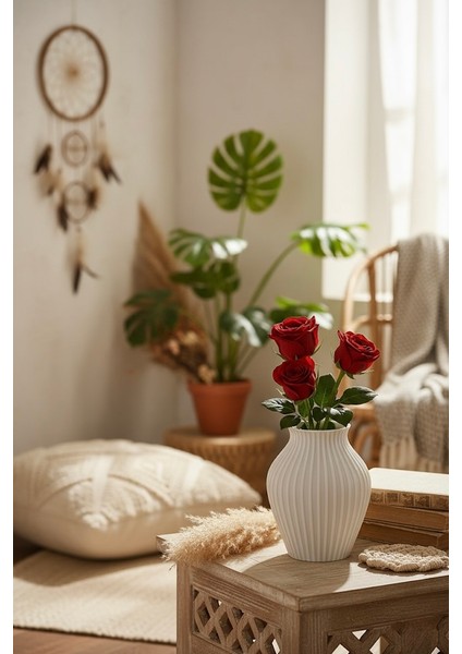 Iskandinav Tarzı Bohem 15 cm Açık Beyaz Dekoratif Vazo fiyatları