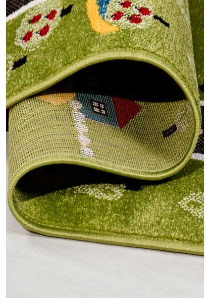 Oyun Şehri Çocuk Oyun Halısı | 3 Boyutlu Araba Yolu Desenli, Tozumaz, Kolay Temizlik, Jüt Tabanlı