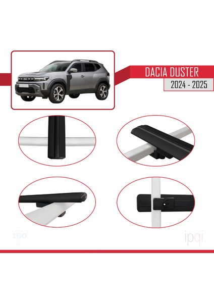 Dacia Duster 3 (P1310) 2024 ve Sonrası ile Uyumlu Basıc Model Ara Atkı Tavan Barı Siyah 2 Adet fırsatları