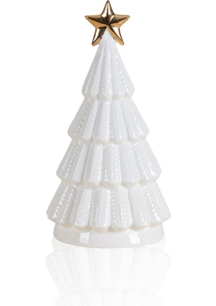 Dekoratif LED Işıklı Yılbaşı Ağacı Beyaz 8X8X14 cm