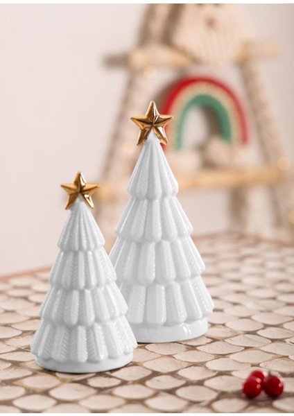 Dekoratif LED Işıklı Yılbaşı Ağacı Beyaz 8X8X14 cm fırsatları