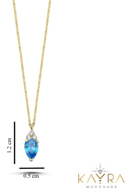 Akuamarin Damla Taşlı Altın Kolye AKM86 fiyatları