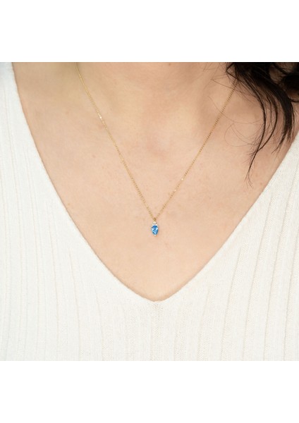 Akuamarin Damla Taşlı Altın Kolye AKM86 modelleri