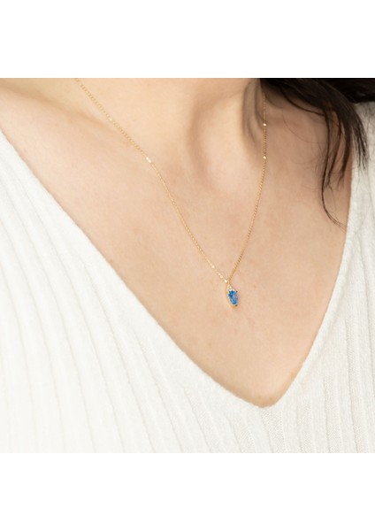 Akuamarin Damla Taşlı Altın Kolye AKM86 fırsatları