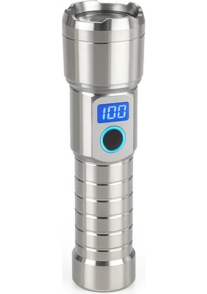 Hepu HP-M06 500MT Menzilli LED Metal Fener Powerbank Özellikli Zoom Odaklı Dijital Ekranlı USB Giriş Çıkışlı fiyatları