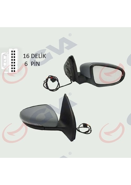 Dış Dikiz Aynası Sağ Golf 09 Elektrikli Isıtmalı Astarlı Sinyalli Konveks 6 Fiş VM-6197EHPR