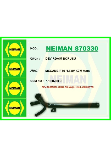 Devirdaim Borusu MEGANE-R19 1.6 8V K7M Metal