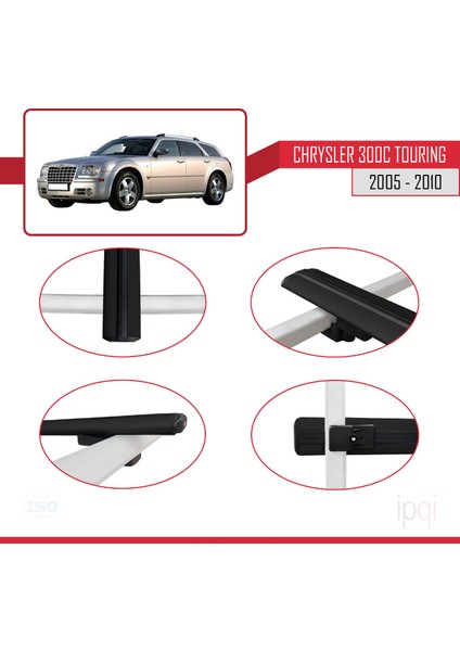 Chrysler 300C Touring 2005-2010 Arası ile Uyumlu Basıc Model Ara Atkı Tavan Barı Siyah 2 Adet fırsatları