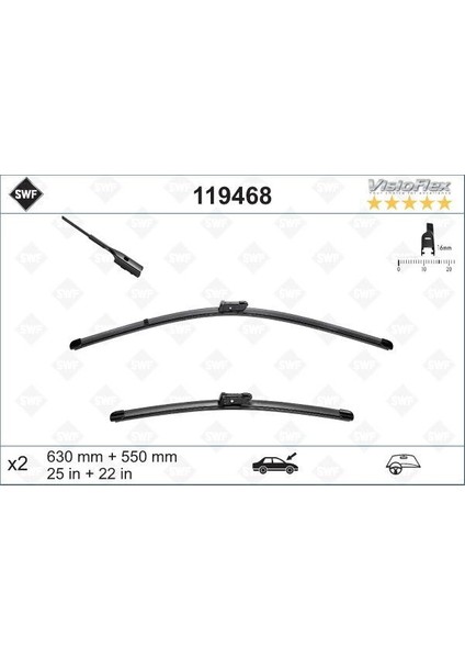 Swf Visioflex Flat Blade X2 630 550 mm Vw Tiguan Iı