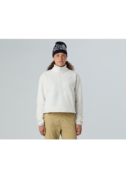 W Glacier Fleece 1/2 Zip Short Jacket Kadın Outdoor Çeyrek Fermuarlı Polar Üst NF0A8D2CQLI1 Beyaz modelleri
