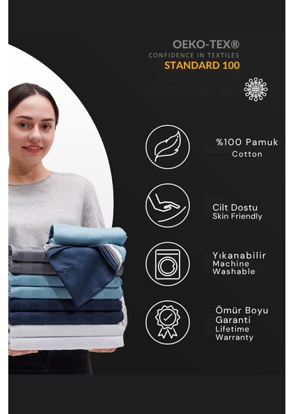 Çizgili Pamuk %100 Saten Çift Kişilik Nevresim Takımı Pamuk Saten