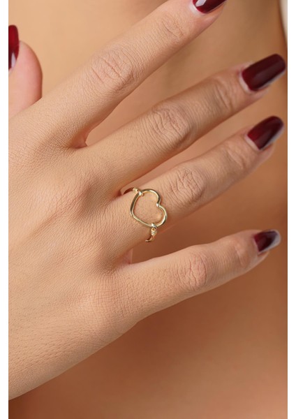 14 Ayar Altın Kalp Motifli Yüzük