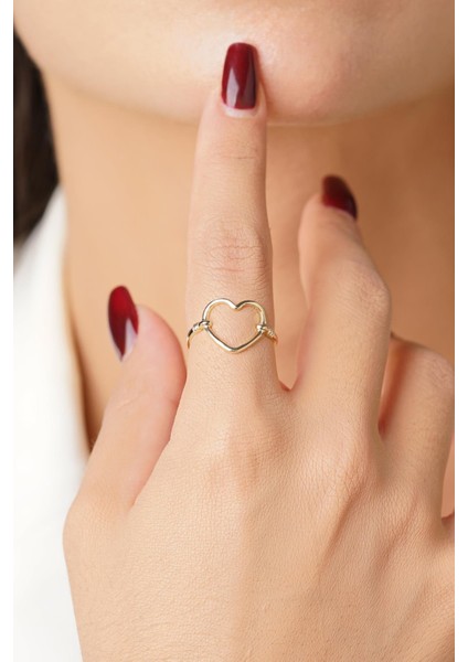 14 Ayar Altın Kalp Motifli Yüzük fırsatları
