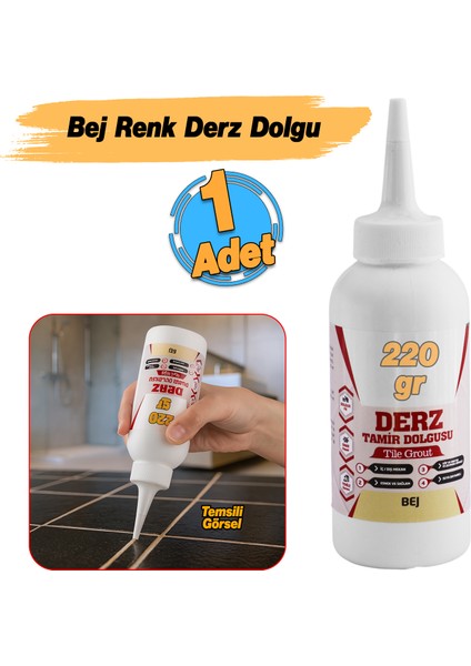 Hazır Derz Dolgu Fayans Seramik Mermer Yer Duvar Için Tamir Derz Yenileme Dolgusu 220 gr Bej Renk fiyatları