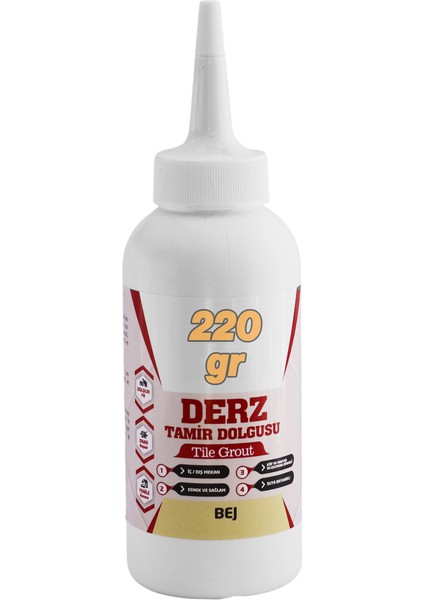 Hazır Derz Dolgu Fayans Seramik Mermer Yer Duvar Için Tamir Derz Yenileme Dolgusu 220 gr Bej Renk indirimleri