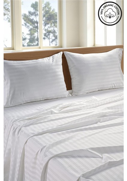 Çizgili Pamuk Saten Çift Kişilik Nevresim Takımı Pamuk Saten (160x200 lastikli çarşaf+200x220 nevresim+2 adet 50x70 yastık kılıfı) fiyatları