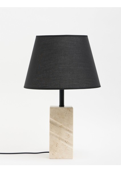 Valen Kumaş Şapkalı Siyah Traverten Abajur