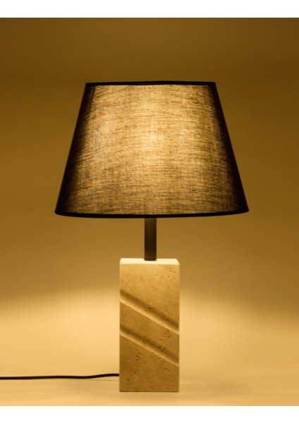 Valen Kumaş Şapkalı Siyah Traverten Abajur modelleri